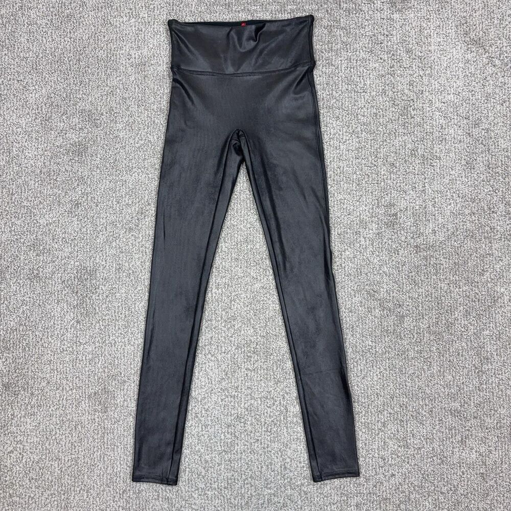 Spanx Leggings Womens Small Black Faux Leather High Rise Ankle Yoga Gym Active